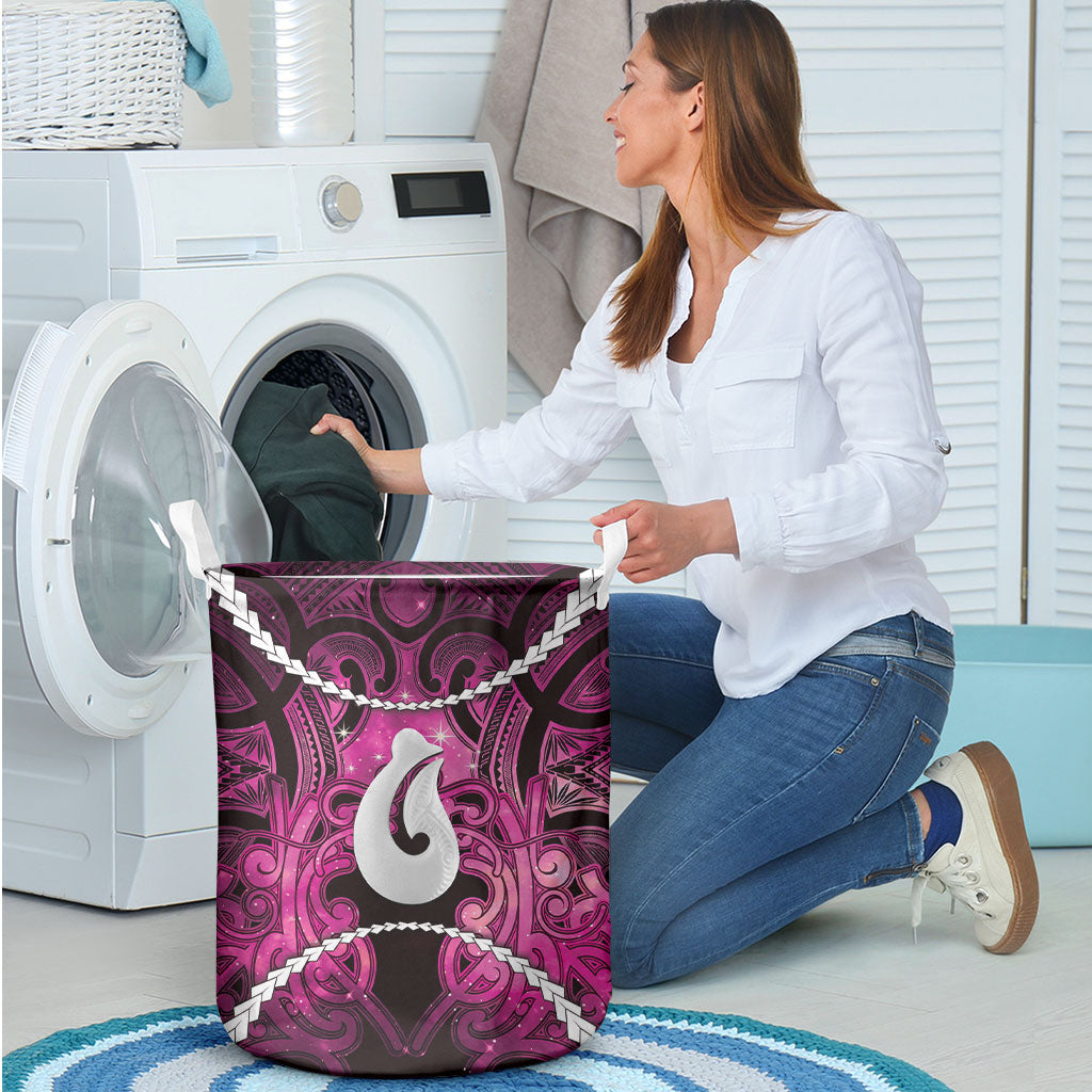 Maori Matariki Hei Matau Mawhero Laundry Basket Maori Kowhaiwhai Pattern Galaxy