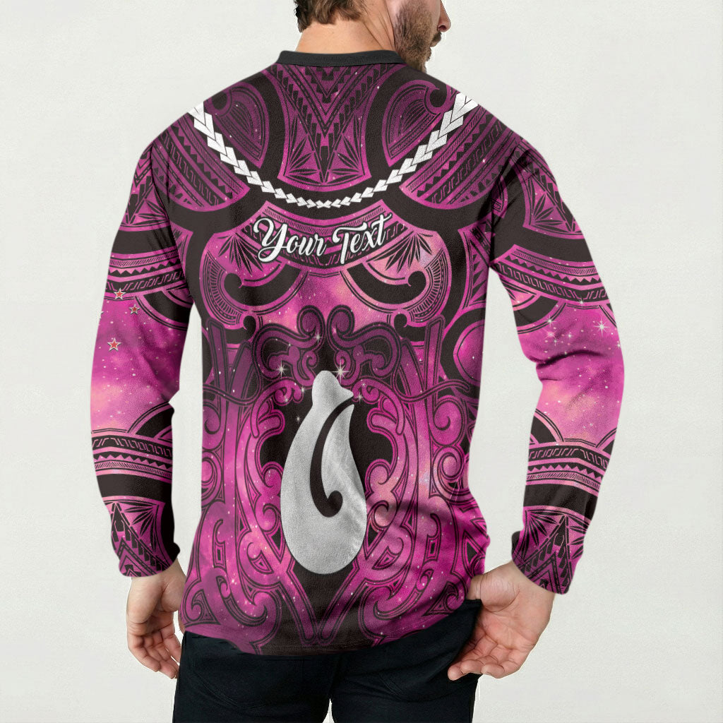 Personalised Maori Matariki Hei Matau Mawhero Button Sweatshirt Maori Kowhaiwhai Pattern Galaxy