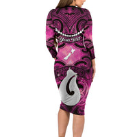 Personalised Maori Matariki Hei Matau Mawhero Family Matching Long Sleeve Bodycon Dress and Hawaiian Shirt Maori Kowhaiwhai Pattern Galaxy LT01 - Polynesian Pride