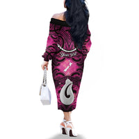Personalised Maori Matariki Hei Matau Mawhero Family Matching Off The Shoulder Long Sleeve Dress and Hawaiian Shirt Maori Kowhaiwhai Pattern Galaxy LT01 - Polynesian Pride