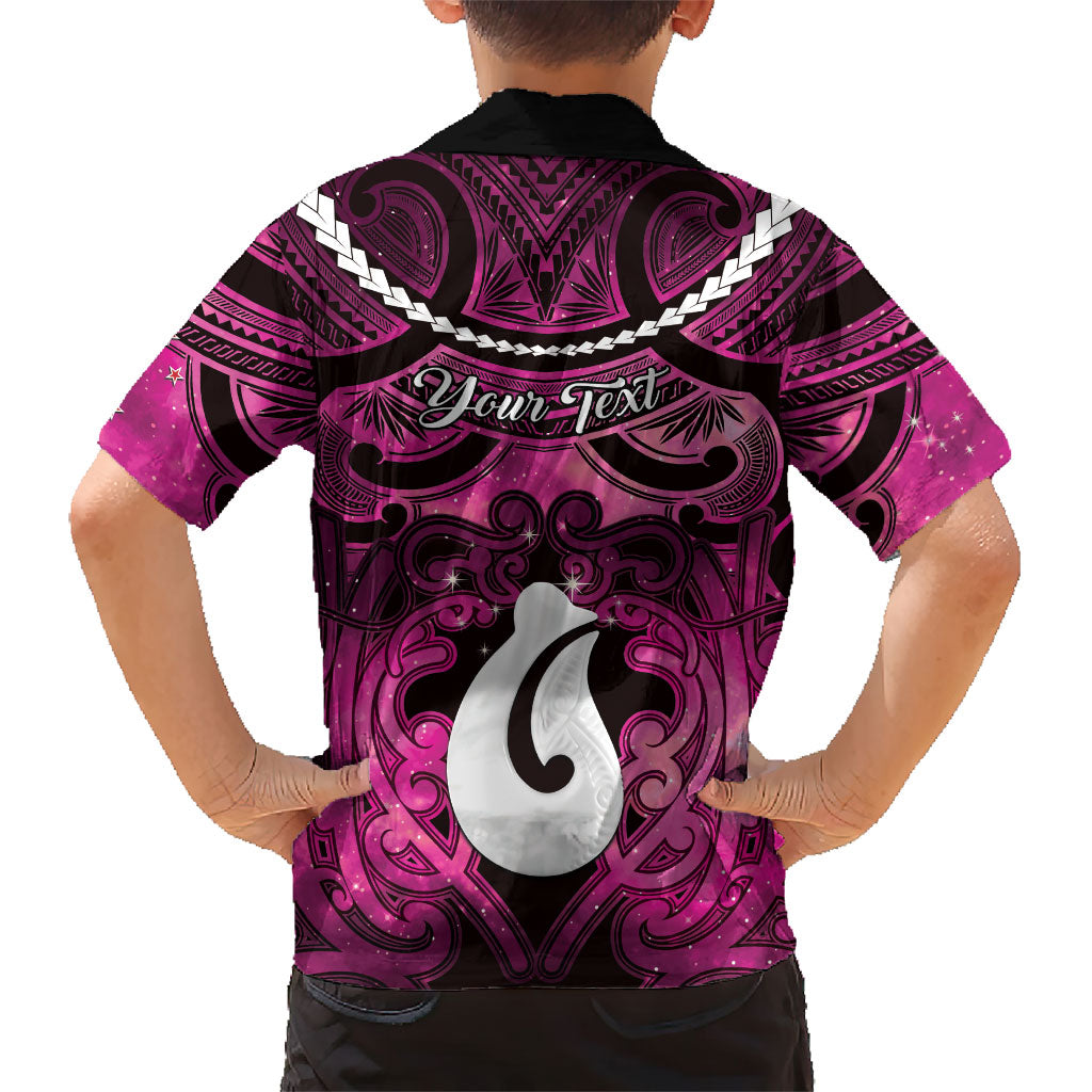 Personalised Maori Matariki Hei Matau Mawhero Family Matching Off Shoulder Short Dress and Hawaiian Shirt Maori Kowhaiwhai Pattern Galaxy LT01 - Polynesian Pride