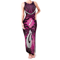 Personalised Maori Matariki Hei Matau Mawhero Family Matching Tank Maxi Dress and Hawaiian Shirt Maori Kowhaiwhai Pattern Galaxy LT01 Mom's Dress Pink - Polynesian Pride