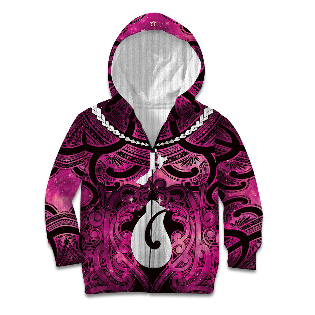 Personalised Maori Matariki Hei Matau Mawhero Kid Hoodie Maori Kowhaiwhai Pattern Galaxy