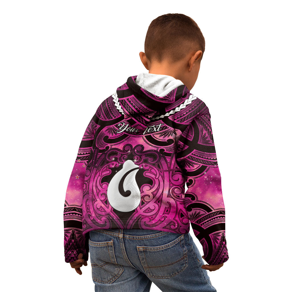 Personalised Maori Matariki Hei Matau Mawhero Kid Hoodie Maori Kowhaiwhai Pattern Galaxy