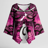 Personalised Maori Matariki Hei Matau Mawhero Kimono Sleeve Blouse Maori Kowhaiwhai Pattern Galaxy