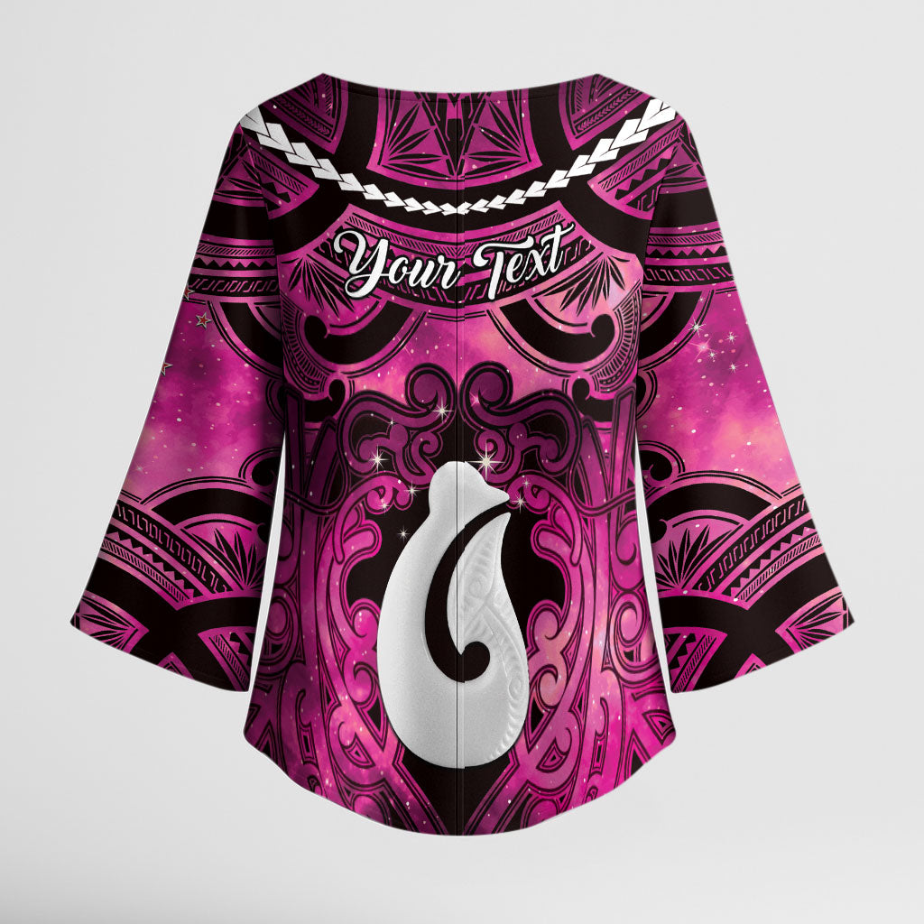 Personalised Maori Matariki Hei Matau Mawhero Kimono Sleeve Blouse Maori Kowhaiwhai Pattern Galaxy
