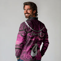 Personalised Maori Matariki Hei Matau Mawhero Long Sleeve Polo Shirt Maori Kowhaiwhai Pattern Galaxy LT01 - Polynesian Pride