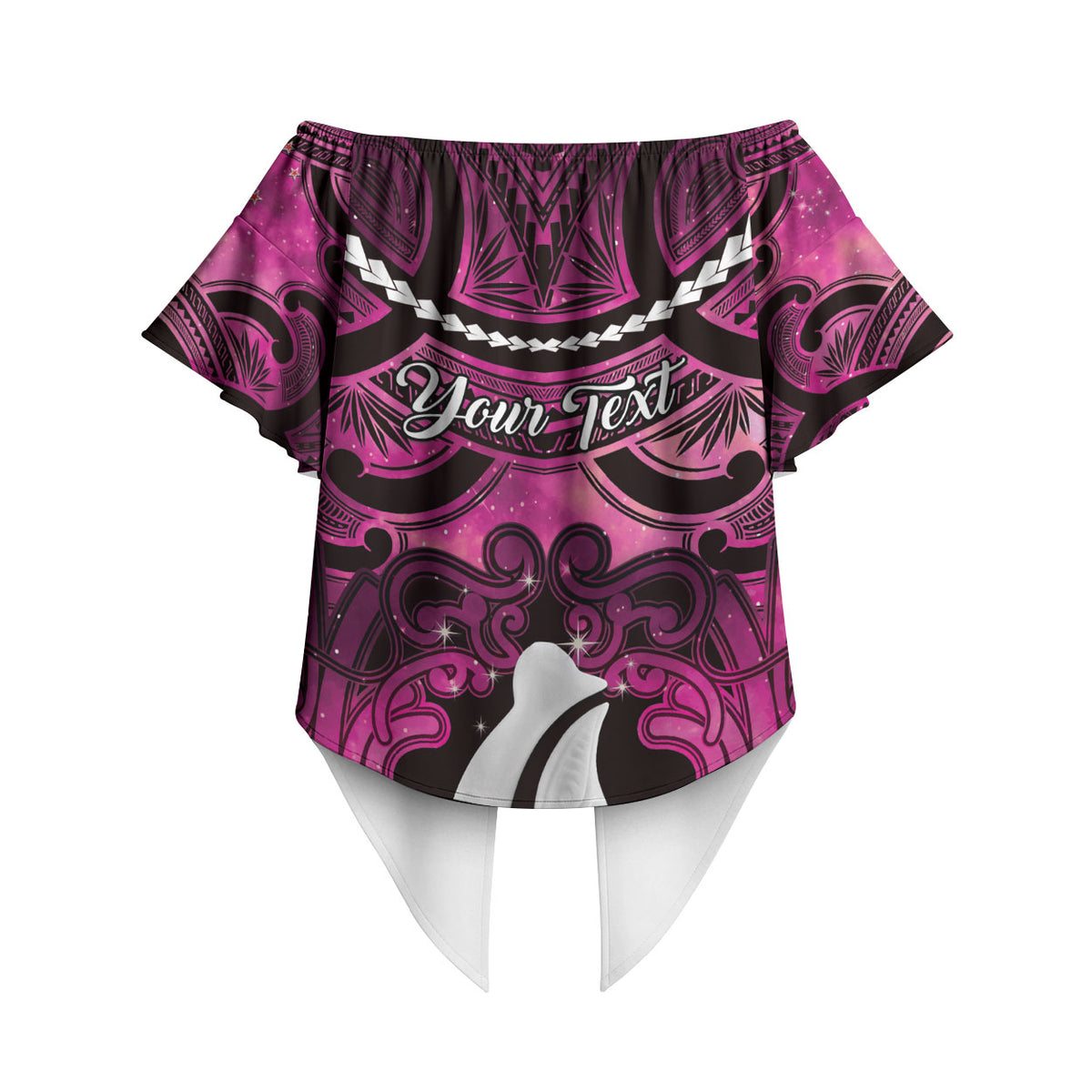Personalised Maori Matariki Hei Matau Mawhero Off Shoulder Wrap Waist Top Maori Kowhaiwhai Pattern Galaxy LT01 - Polynesian Pride