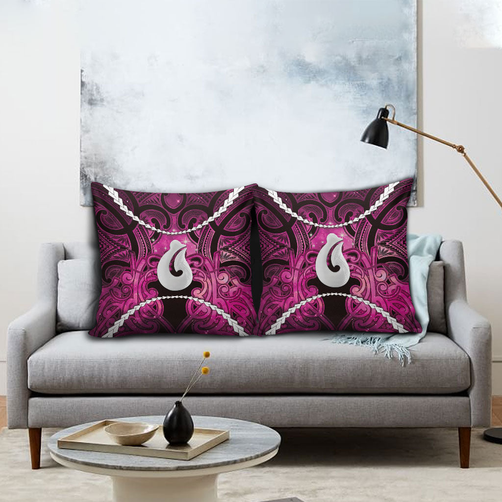 Maori Matariki Hei Matau Mawhero Pillow Cover Maori Kowhaiwhai Pattern Galaxy