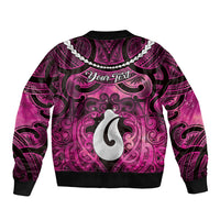 Personalised Maori Matariki Hei Matau Mawhero Sleeve Zip Bomber Jacket Maori Kowhaiwhai Pattern Galaxy