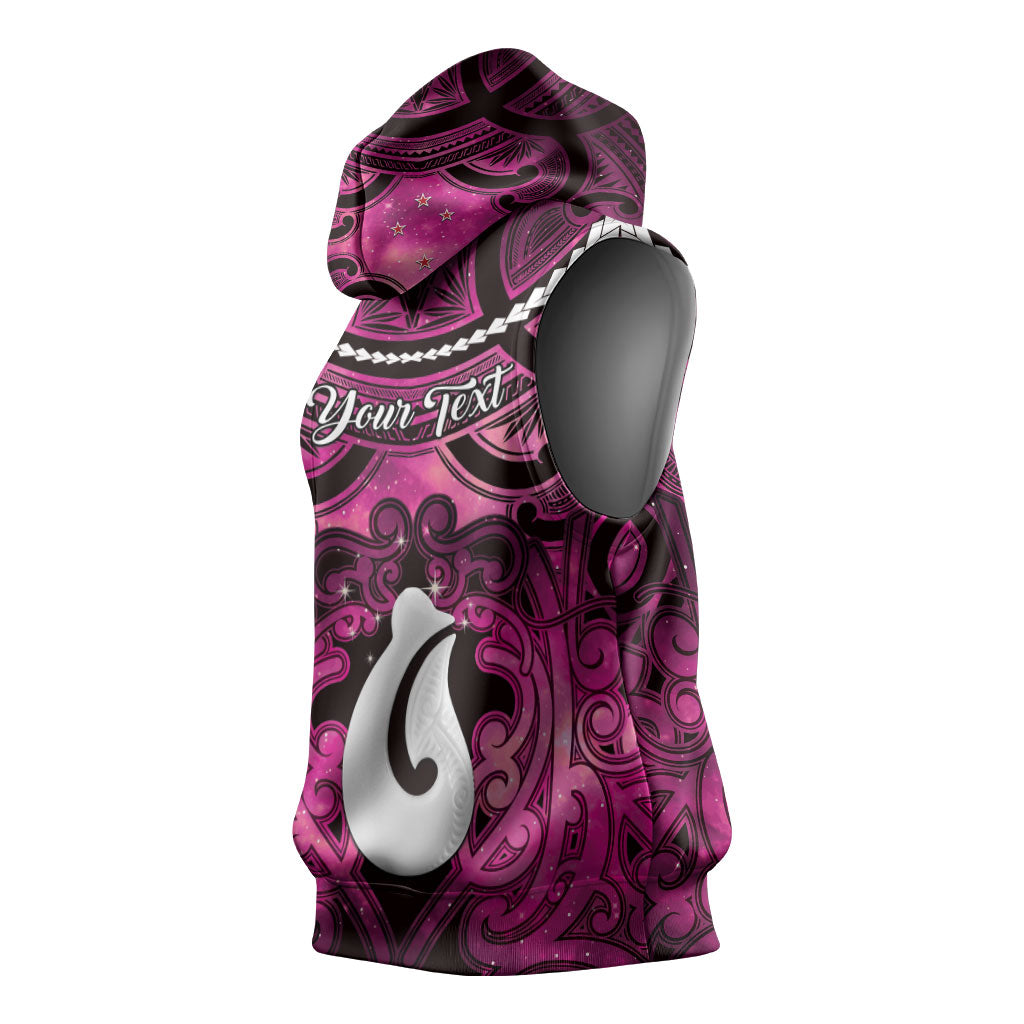 Personalised Maori Matariki Hei Matau Mawhero Sleeveless Hoodie Maori Kowhaiwhai Pattern Galaxy