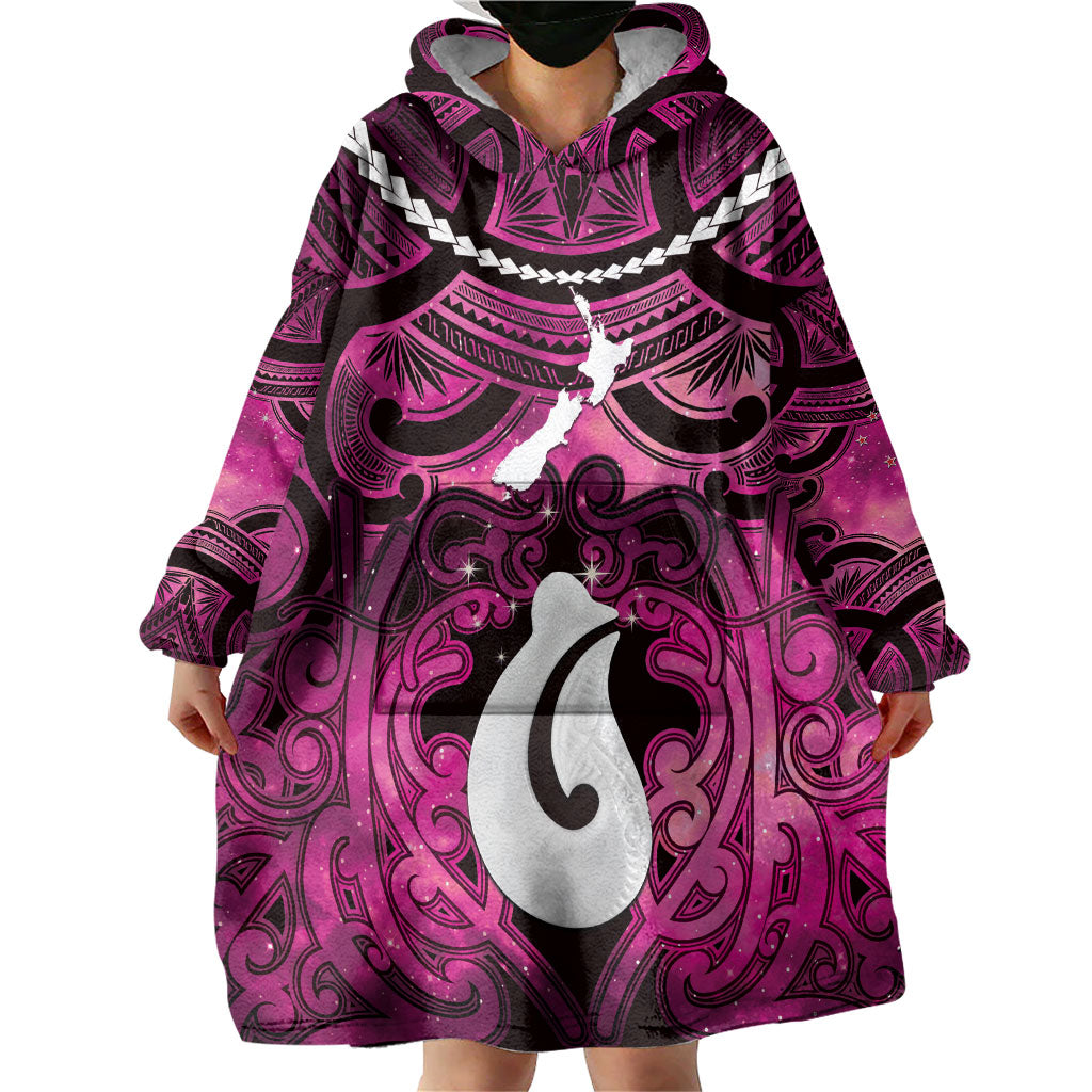 Personalised Maori Matariki Hei Matau Mawhero Wearable Blanket Hoodie Maori Kowhaiwhai Pattern Galaxy LT01 - Polynesian Pride
