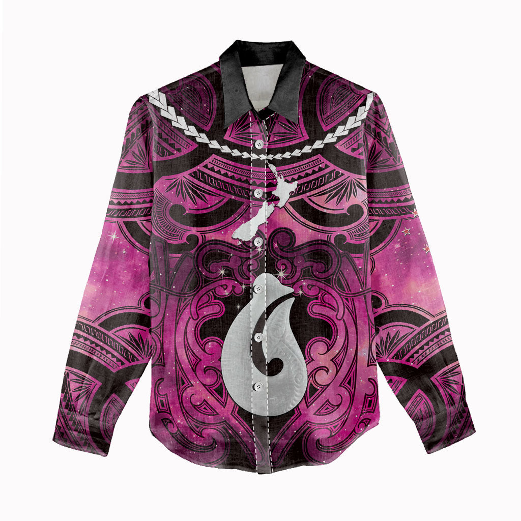 Personalised Maori Matariki Hei Matau Mawhero Women Casual Shirt Maori Kowhaiwhai Pattern Galaxy LT01 - Polynesian Pride