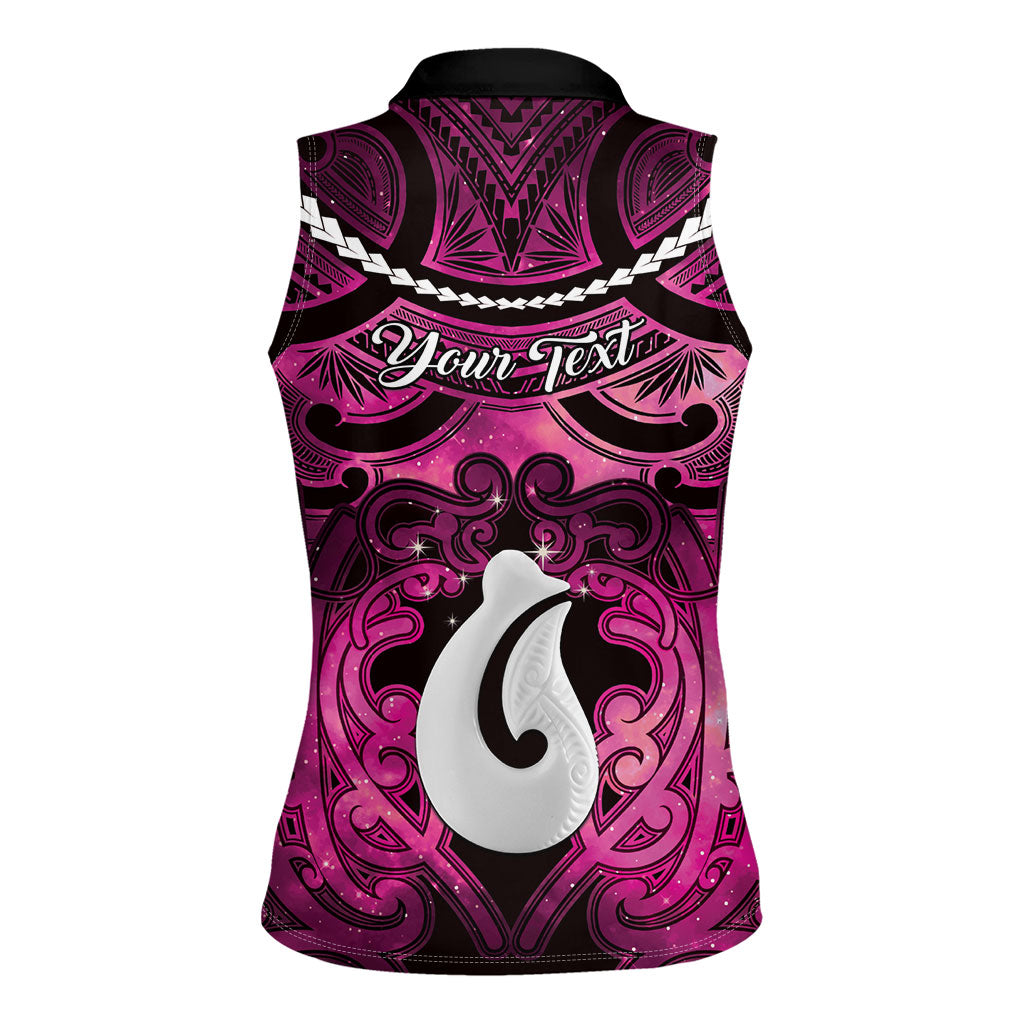 Personalised Maori Matariki Hei Matau Mawhero Women Sleeveless Polo Shirt Maori Kowhaiwhai Pattern Galaxy LT01 - Polynesian Pride