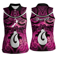 Personalised Maori Matariki Hei Matau Mawhero Women Sleeveless Polo Shirt Maori Kowhaiwhai Pattern Galaxy LT01 - Polynesian Pride