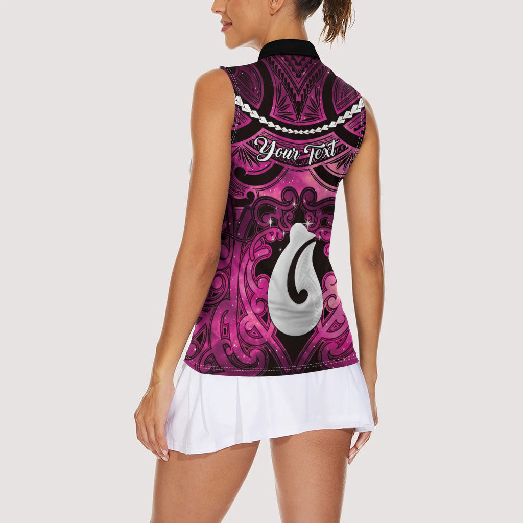 Personalised Maori Matariki Hei Matau Mawhero Women Sleeveless Polo Shirt Maori Kowhaiwhai Pattern Galaxy LT01 - Polynesian Pride