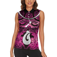 Personalised Maori Matariki Hei Matau Mawhero Women Sleeveless Polo Shirt Maori Kowhaiwhai Pattern Galaxy LT01 - Polynesian Pride