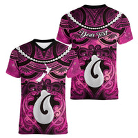 Personalised Maori Matariki Hei Matau Mawhero Women V-Neck T-Shirt Maori Kowhaiwhai Pattern Galaxy LT01 - Polynesian Pride