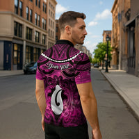 Personalised Maori Matariki Hei Matau Mawhero Zipper Polo Shirt Maori Kowhaiwhai Pattern Galaxy LT01 - Polynesian Pride