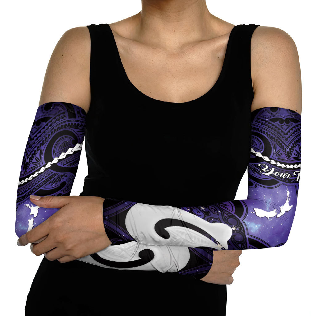 Personalised Maori Matariki Hei Matau Waiporoporo Arm Sleeves Maori Kowhaiwhai Pattern Galaxy