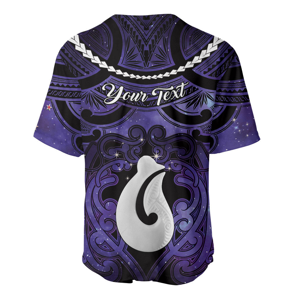 Personalised Maori Matariki Hei Matau Waiporoporo Baseball Jersey Maori Kowhaiwhai Pattern Galaxy LT01 - Polynesian Pride