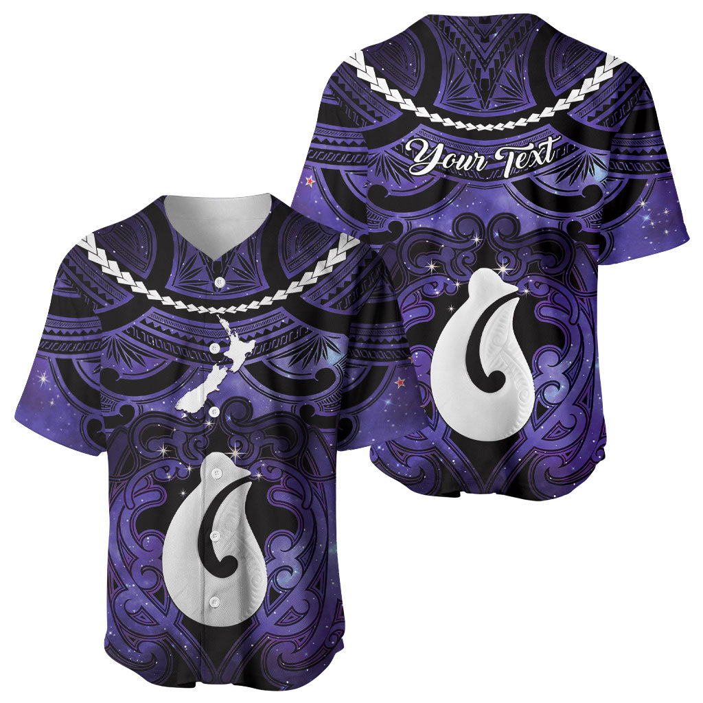 Personalised Maori Matariki Hei Matau Waiporoporo Baseball Jersey Maori Kowhaiwhai Pattern Galaxy LT01 - Polynesian Pride