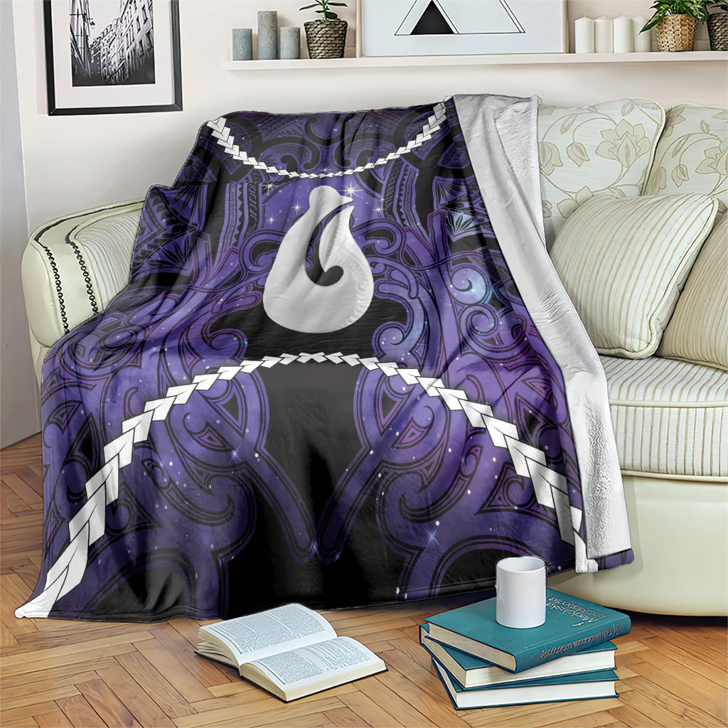 Maori Matariki Hei Matau Waiporoporo Blanket Maori Kowhaiwhai Pattern Galaxy