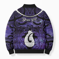 Personalised Maori Matariki Hei Matau Waiporoporo Bomber Puffer Jacket Maori Kowhaiwhai Pattern Galaxy