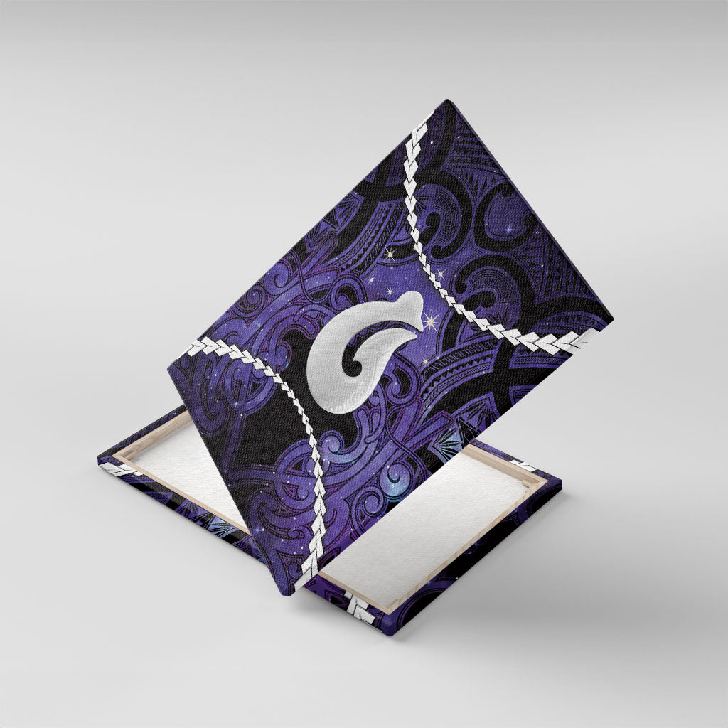 Maori Matariki Hei Matau Waiporoporo Canvas Wall Art Maori Kowhaiwhai Pattern Galaxy