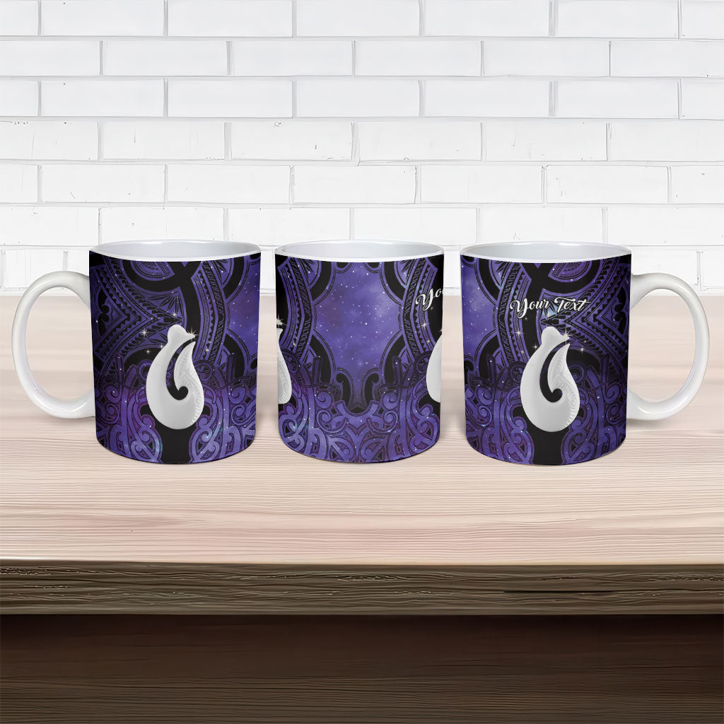 Personalised Maori Matariki Hei Matau Waiporoporo Ceramic Mug Maori Kowhaiwhai Pattern Galaxy