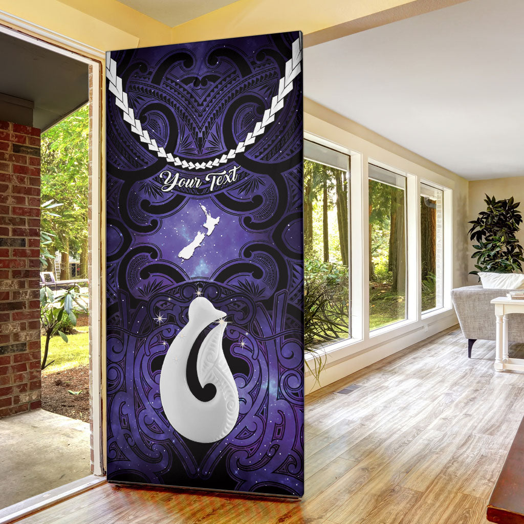 Personalised Maori Matariki Hei Matau Waiporoporo Door Cover Maori Kowhaiwhai Pattern Galaxy