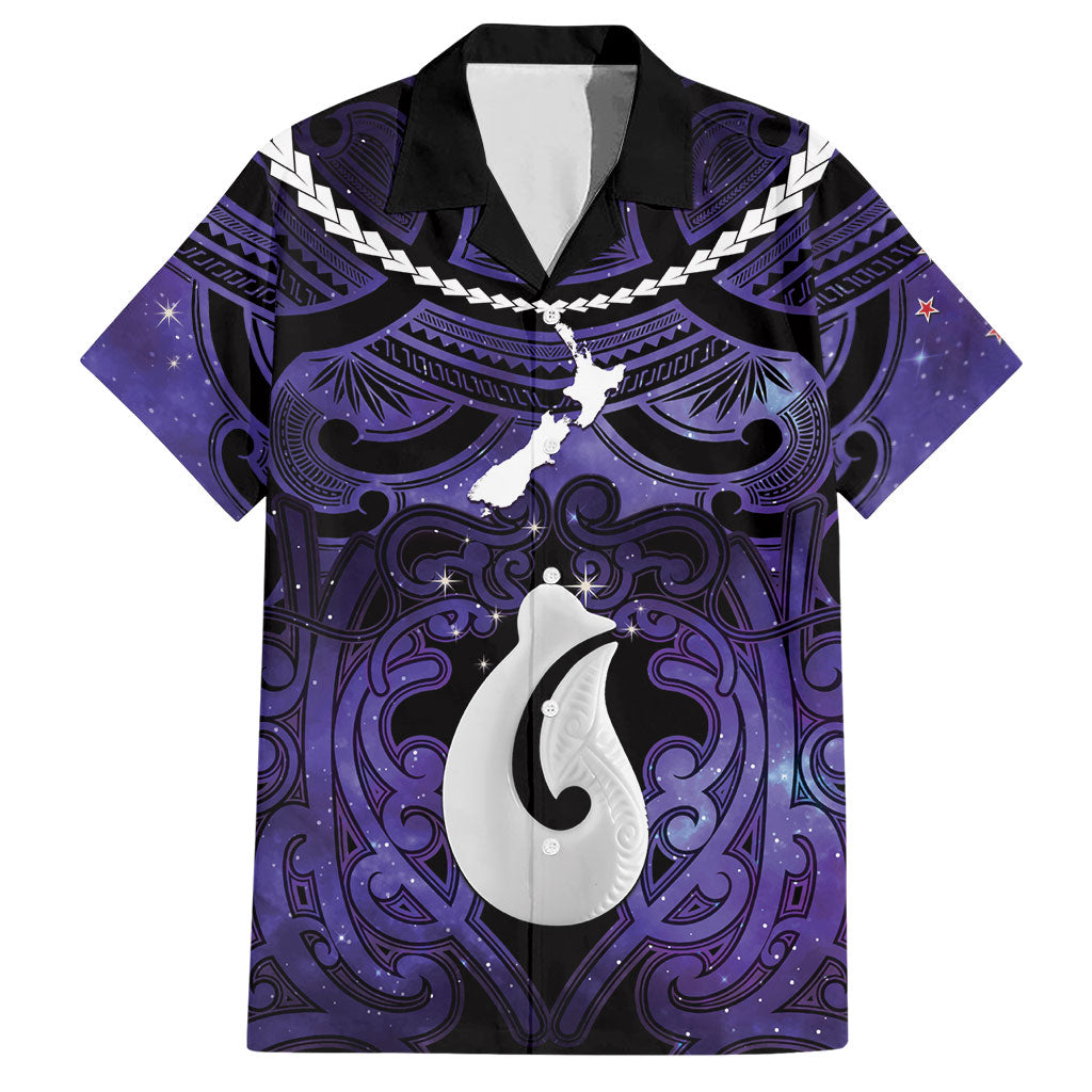 Personalised Maori Matariki Hei Matau Waiporoporo Hawaiian Shirt Maori Kowhaiwhai Pattern Galaxy