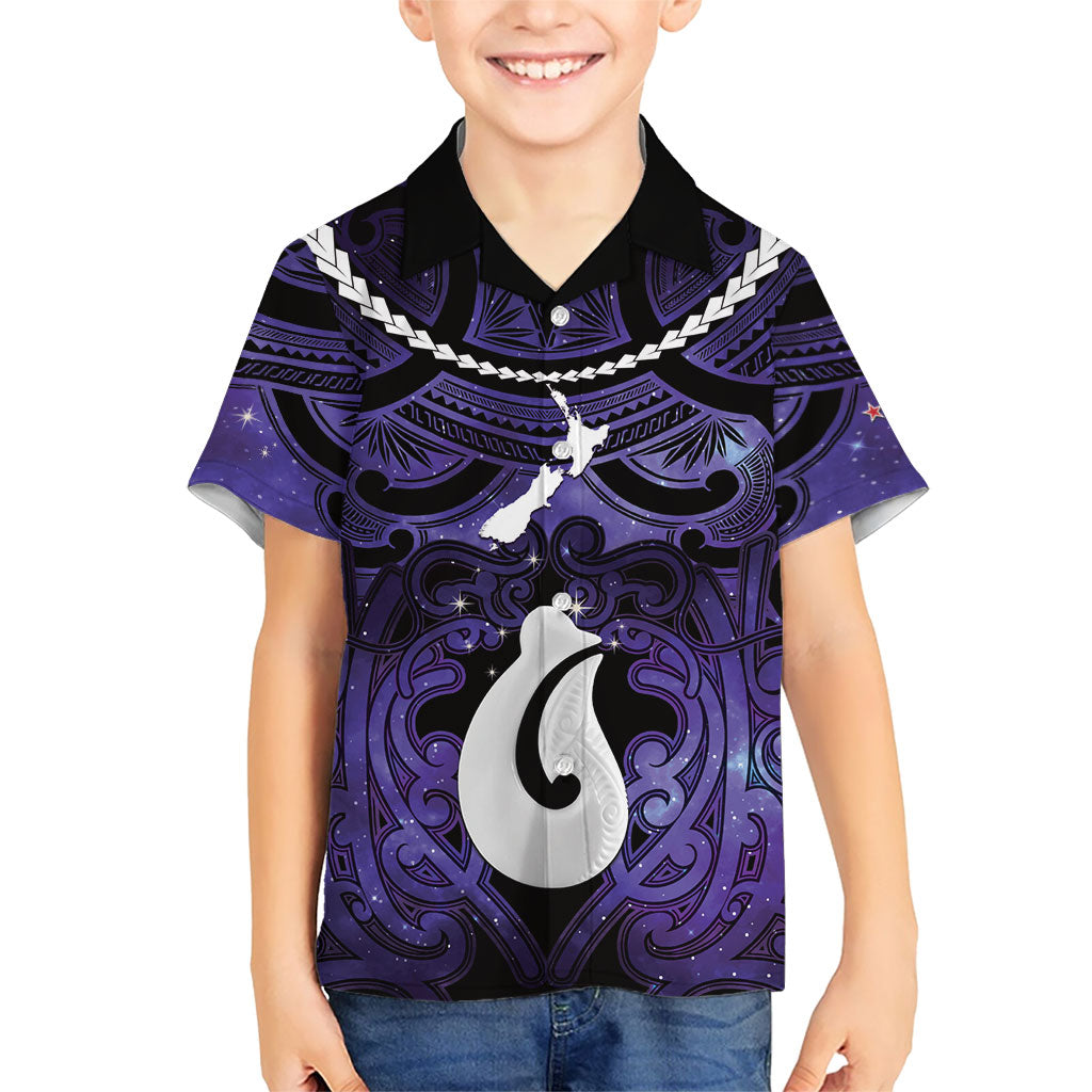 Personalised Maori Matariki Hei Matau Waiporoporo Hawaiian Shirt Maori Kowhaiwhai Pattern Galaxy