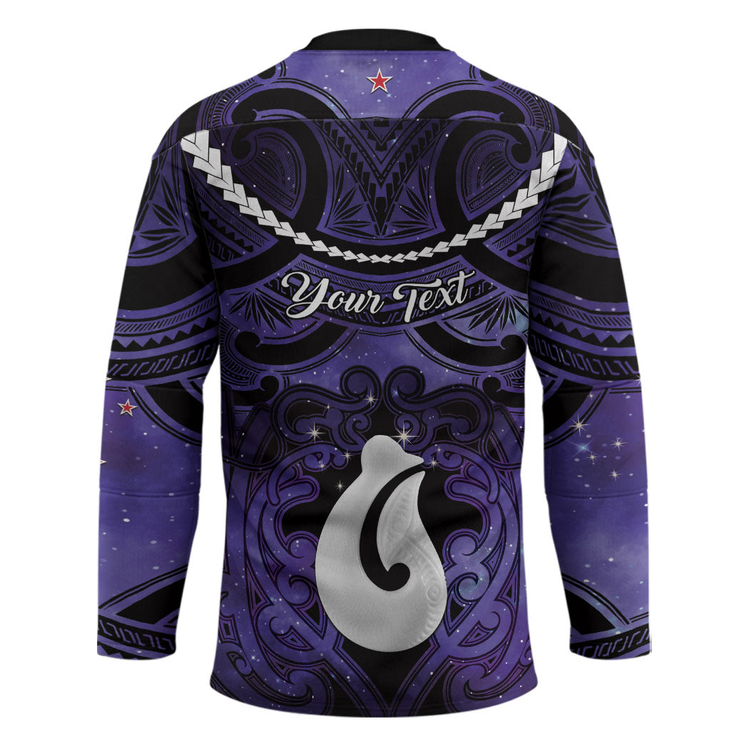 Personalised Maori Matariki Hei Matau Waiporoporo Hockey Jersey Maori Kowhaiwhai Pattern Galaxy
