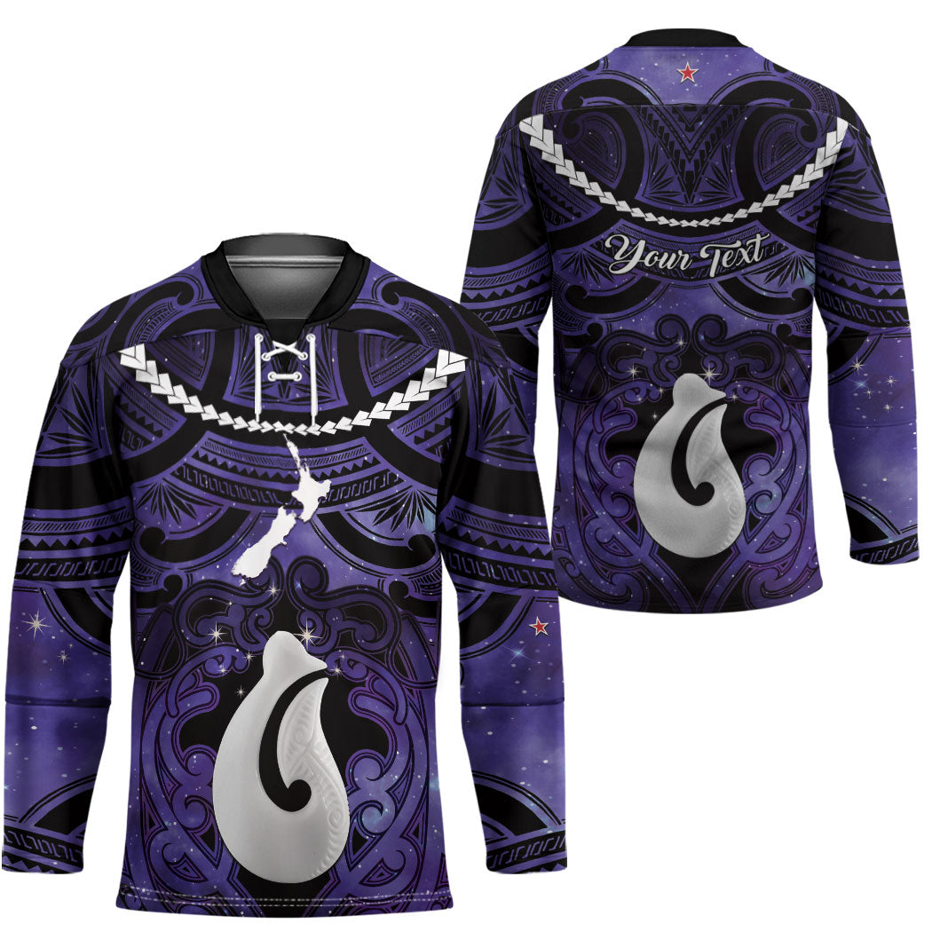 Personalised Maori Matariki Hei Matau Waiporoporo Hockey Jersey Maori Kowhaiwhai Pattern Galaxy