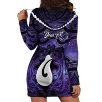 Personalised Maori Matariki Hei Matau Waiporoporo Hoodie Dress Maori Kowhaiwhai Pattern Galaxy LT01 - Polynesian Pride
