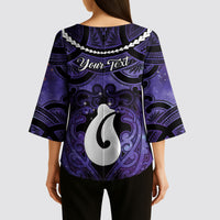 Personalised Maori Matariki Hei Matau Waiporoporo Kimono Sleeve Blouse Maori Kowhaiwhai Pattern Galaxy
