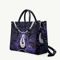 Maori Matariki Hei Matau Waiporoporo Leather Bag Maori Kowhaiwhai Pattern Galaxy LT01 Purple - Polynesian Pride