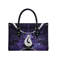 Maori Matariki Hei Matau Waiporoporo Leather Bag Maori Kowhaiwhai Pattern Galaxy LT01 - Polynesian Pride