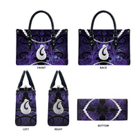 Maori Matariki Hei Matau Waiporoporo Leather Bag Maori Kowhaiwhai Pattern Galaxy LT01 - Polynesian Pride