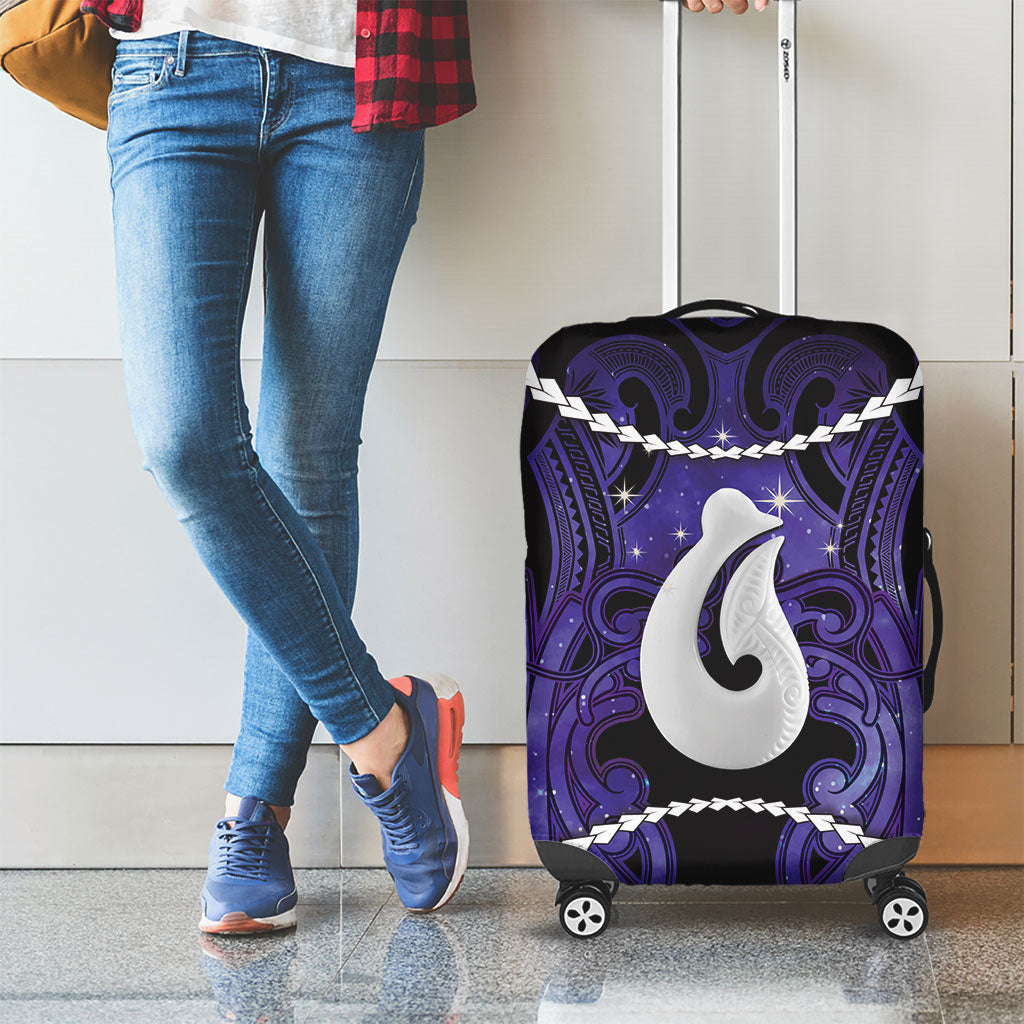 Maori Matariki Hei Matau Waiporoporo Luggage Cover Maori Kowhaiwhai Pattern Galaxy