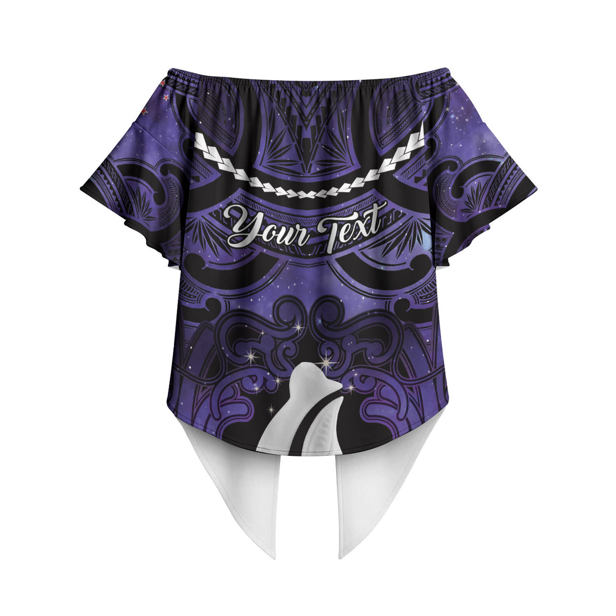 Personalised Maori Matariki Hei Matau Waiporoporo Off Shoulder Wrap Waist Top Maori Kowhaiwhai Pattern Galaxy LT01 - Polynesian Pride
