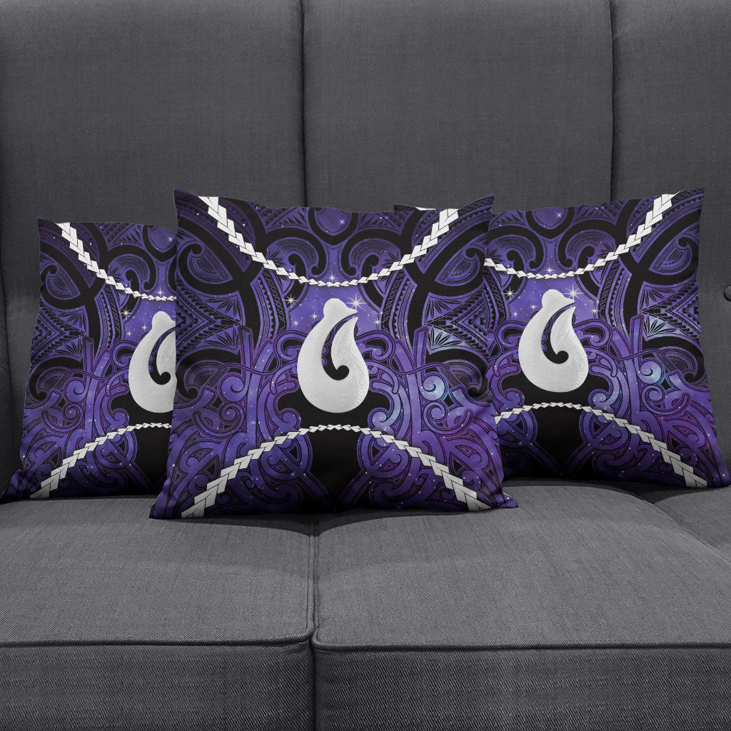 Maori Matariki Hei Matau Waiporoporo Pillow Cover Maori Kowhaiwhai Pattern Galaxy LT01 - Polynesian Pride