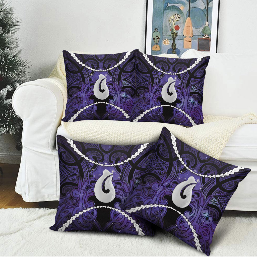 Maori Matariki Hei Matau Waiporoporo Pillow Cover Maori Kowhaiwhai Pattern Galaxy LT01 - Polynesian Pride