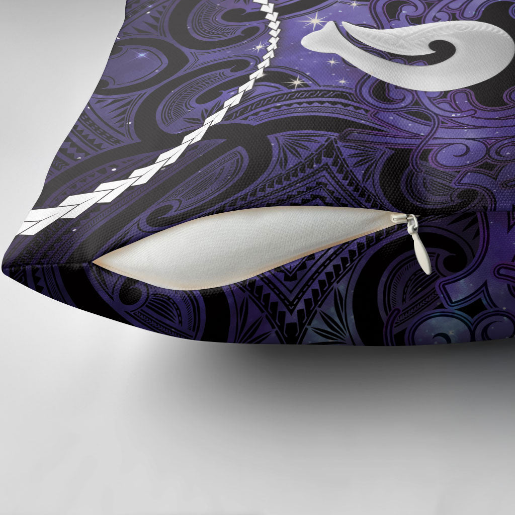 Maori Matariki Hei Matau Waiporoporo Pillow Cover Maori Kowhaiwhai Pattern Galaxy LT01 - Polynesian Pride