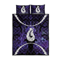 Maori Matariki Hei Matau Waiporoporo Quilt Bed Set Maori Kowhaiwhai Pattern Galaxy