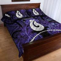 Maori Matariki Hei Matau Waiporoporo Quilt Bed Set Maori Kowhaiwhai Pattern Galaxy