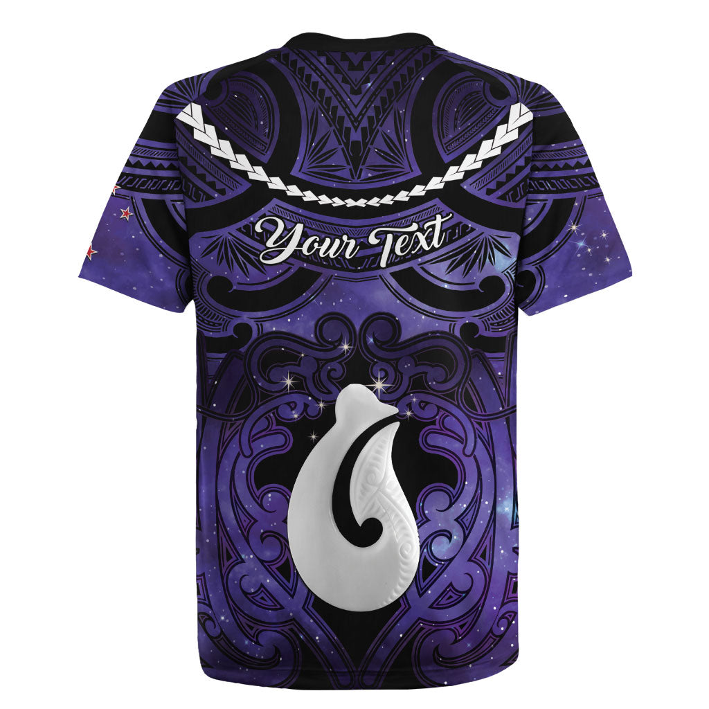 Personalised Maori Matariki Hei Matau Waiporoporo Rugby Jersey Maori Kowhaiwhai Pattern Galaxy