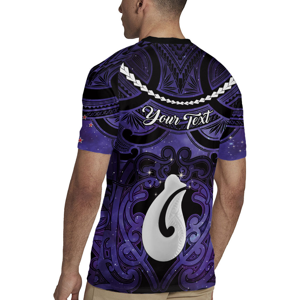 Personalised Maori Matariki Hei Matau Waiporoporo Rugby Jersey Maori Kowhaiwhai Pattern Galaxy