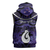 Personalised Maori Matariki Hei Matau Waiporoporo Sleeveless Hoodie Maori Kowhaiwhai Pattern Galaxy LT01 - Polynesian Pride